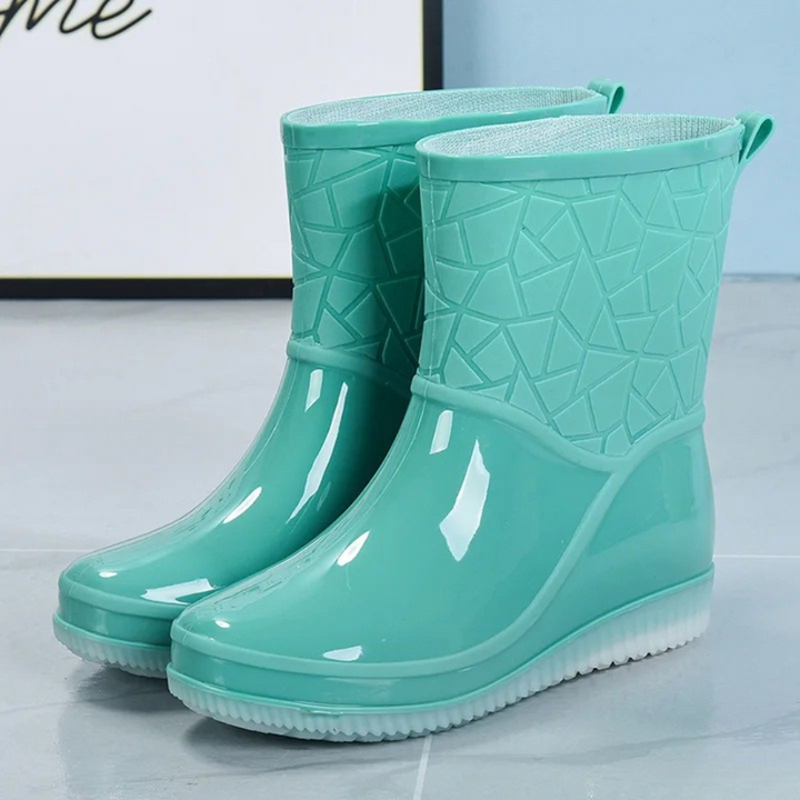 Women's mid-height waterproof rain boots with pattern & non-slip sole – Marvella
