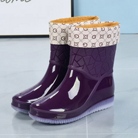 Women's mid-height waterproof rain boots with pattern & non-slip sole – Marvella