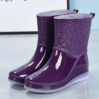 Women's mid-height waterproof rain boots with pattern & non-slip sole – Marvella