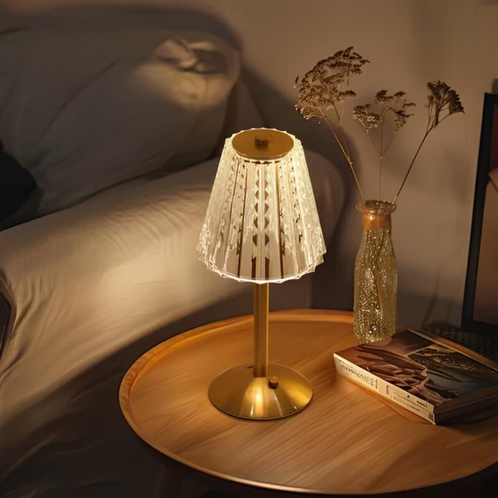 Lámpara de mesa de cristal dorado - Aurora Luxe