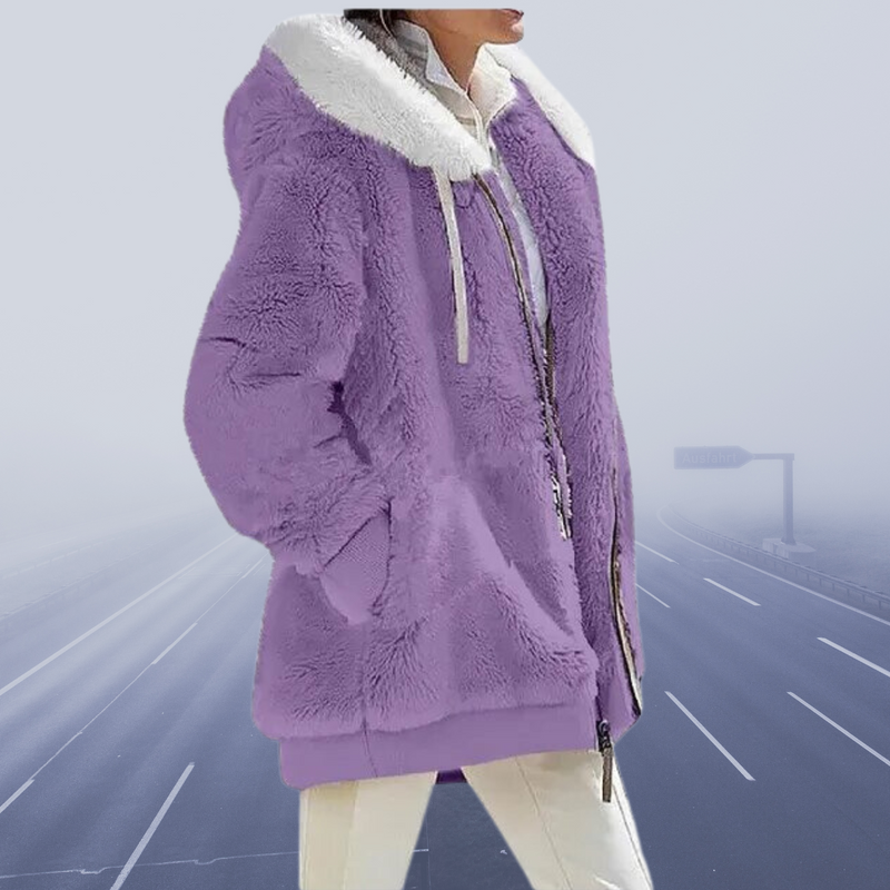 Casual Fleece Vest with Hood - Elena