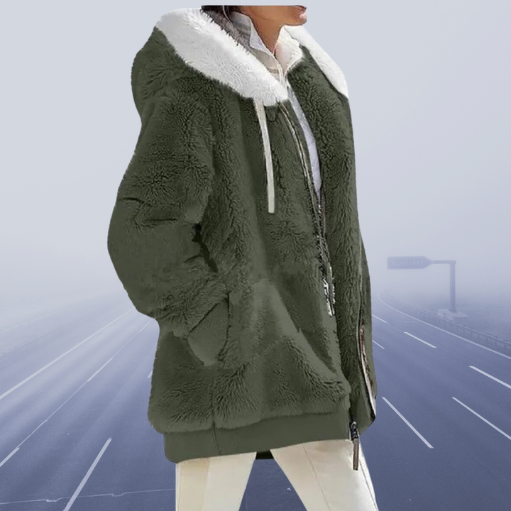 Casual Fleece Vest with Hood - Elena