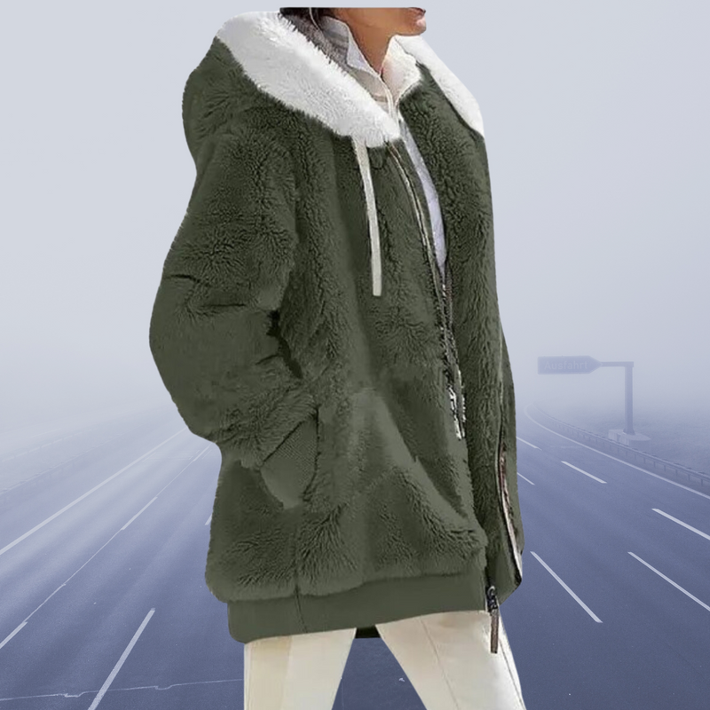 Casual Fleece Vest with Hood - Elena