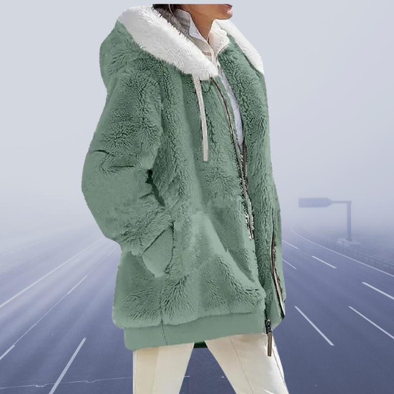Casual Fleece Vest with Hood - Elena