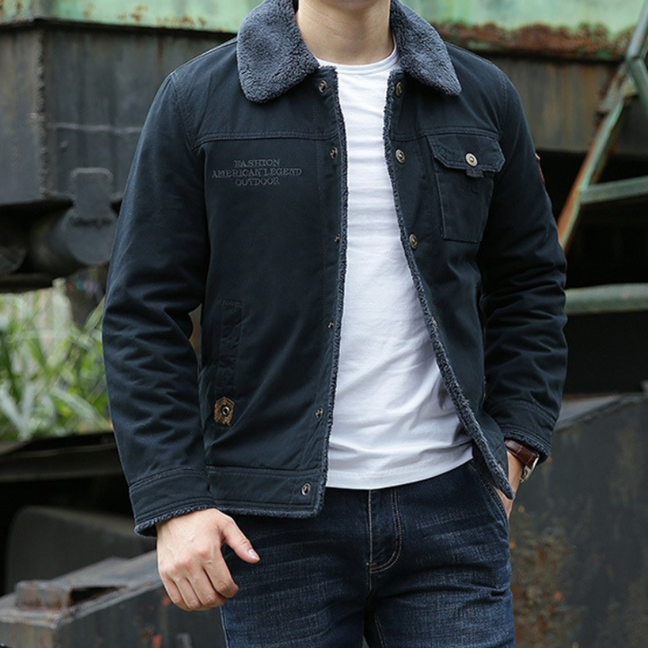 Cool men's jacket with fur collar – Lars