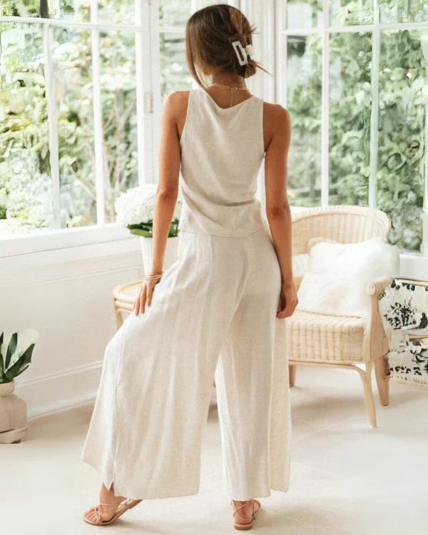 Cotton Two-Piece Set for Women with Round Neck and Relaxed Pants – Tilda