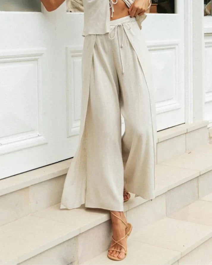 Cotton Two-Piece Set for Women with Round Neck and Relaxed Pants – Tilda