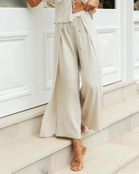 Cotton Two-Piece Set for Women with Round Neck and Relaxed Pants – Tilda