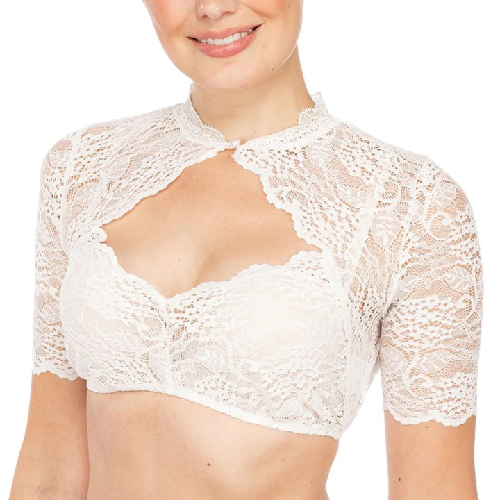 Trendy dirndl blouse with lace & sweetheart neckline for women – Alina - Oktoberfest 2025