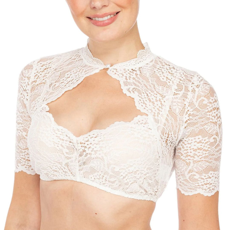 Trendy dirndl blouse with lace & sweetheart neckline for women – Alina - Oktoberfest 2025