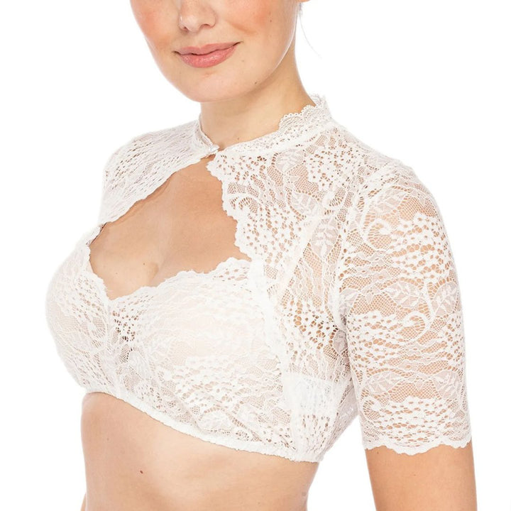 Trendy dirndl blouse with lace & sweetheart neckline for women – Alina - Oktoberfest 2025