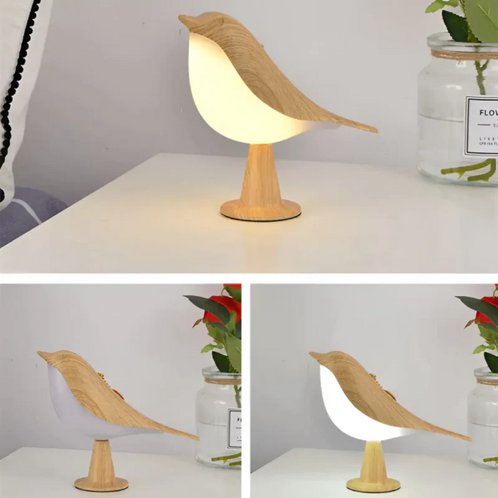 Stilfuld LED-fuglelampe med touchbetjening og aromaterapi - FeatherGlow
