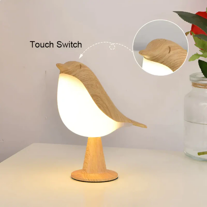 Stilfuld LED-fuglelampe med touchbetjening og aromaterapi - FeatherGlow