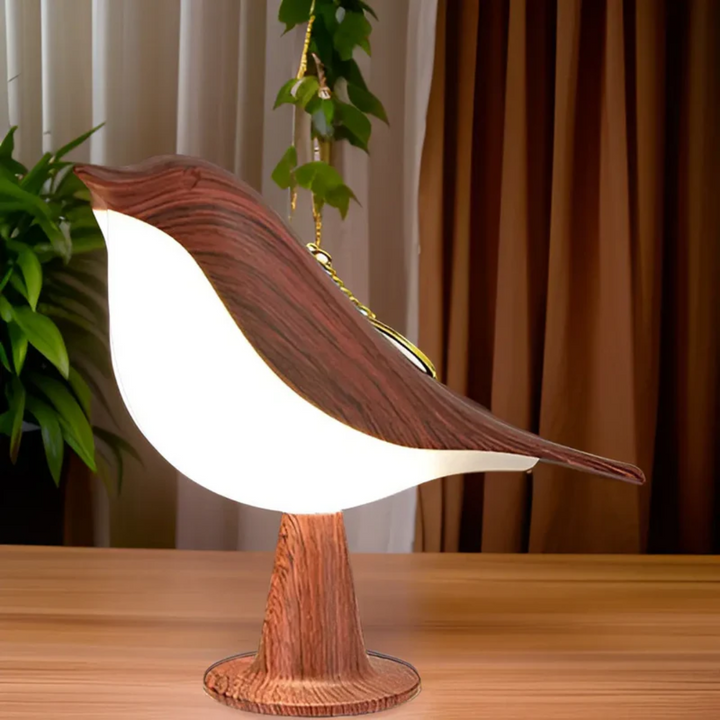 Stilfuld LED-fuglelampe med touchbetjening og aromaterapi - FeatherGlow