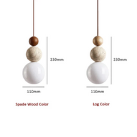 Modern Travertine and Mahogany Pendant Lamp - NaturaLuxe