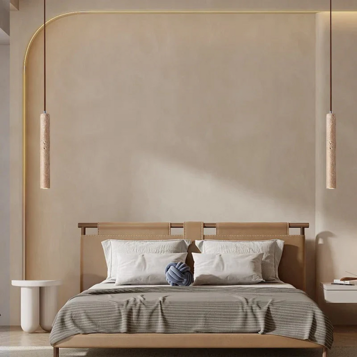 Lámpara de araña LED minimalista de travertino estilo Wabi-Sabi - LumoLine
