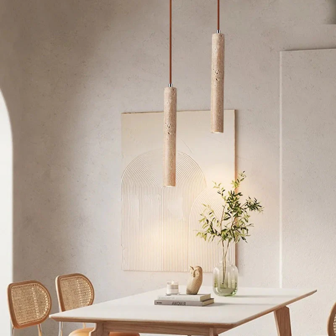 Lámpara de araña LED minimalista de travertino estilo Wabi-Sabi - LumoLine