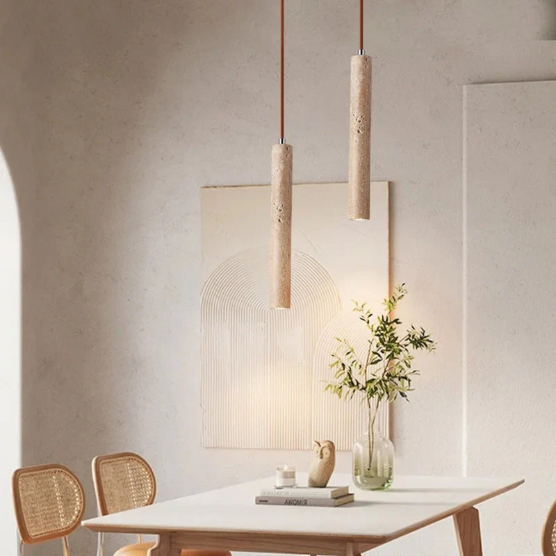 Lámpara de araña LED minimalista de travertino estilo Wabi-Sabi - LumoLine