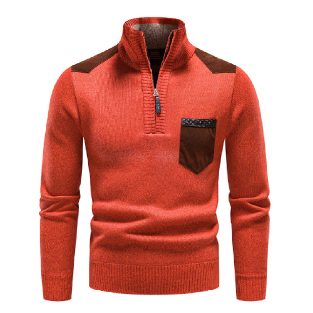 Men's Sweater with Edge Zipper Neck and Long Sleeve – Cedric