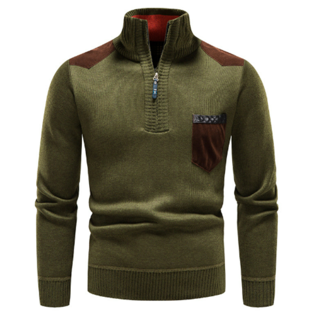 Men's Sweater with Edge Zipper Neck and Long Sleeve – Cedric