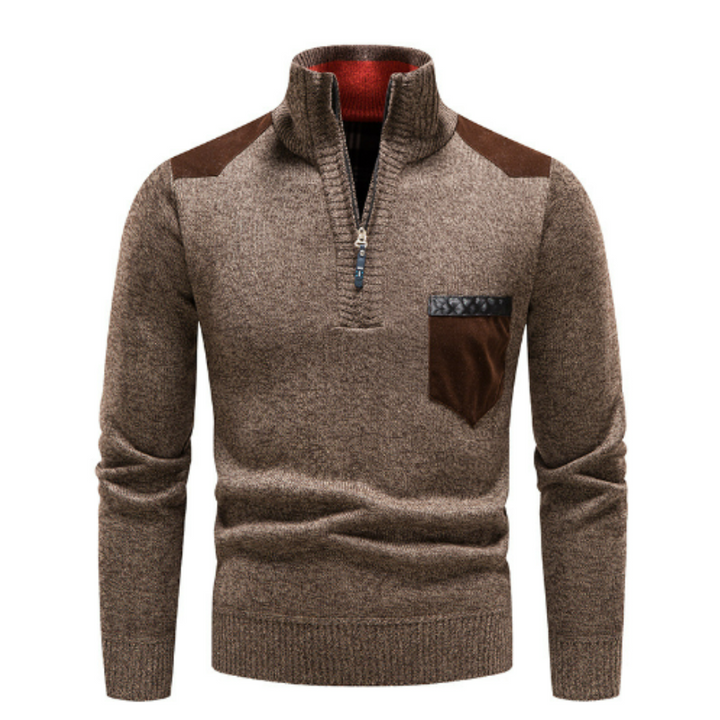 Men's Sweater with Edge Zipper Neck and Long Sleeve – Cedric
