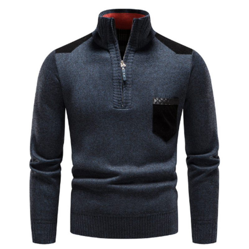 Men's Sweater with Edge Zipper Neck and Long Sleeve – Cedric