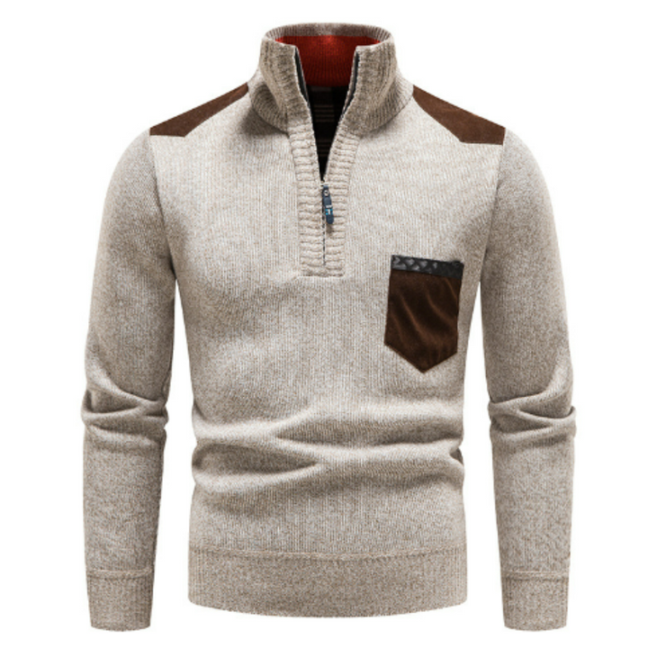 Men's Sweater with Edge Zipper Neck and Long Sleeve – Cedric