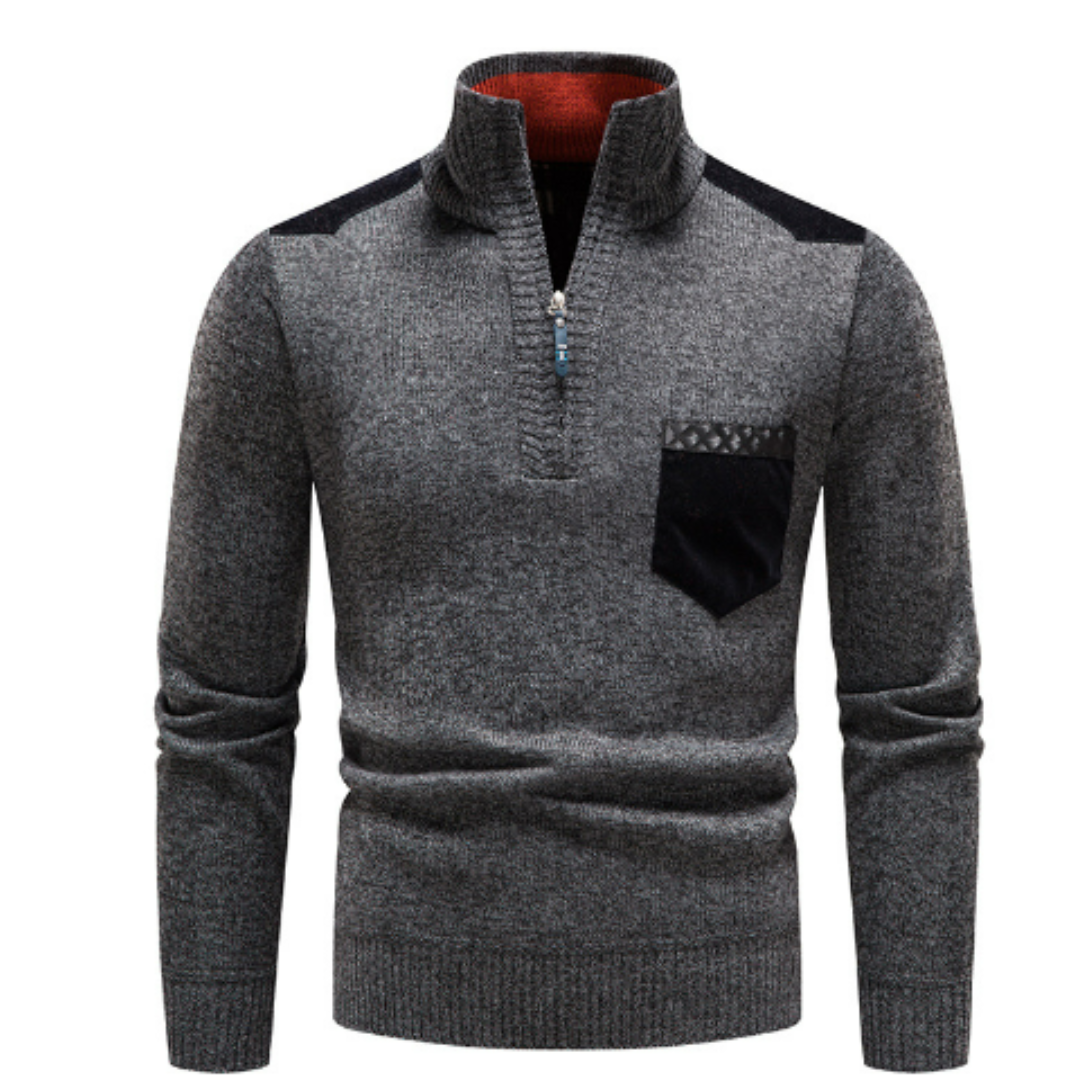 Men's Sweater with Edge Zipper Neck and Long Sleeve – Cedric