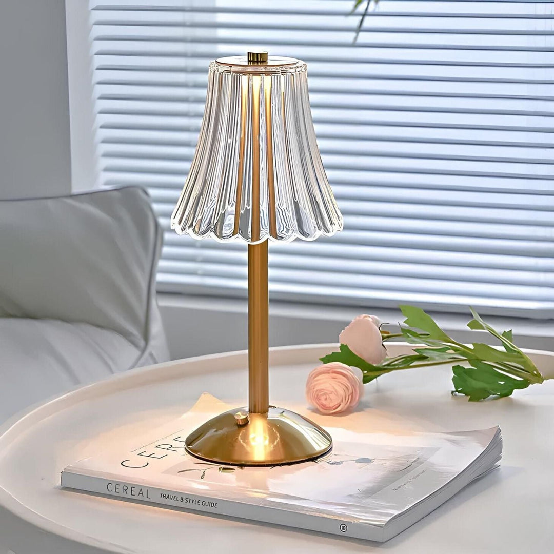 Lámpara de mesa de cristal dorado - Aurora Luxe