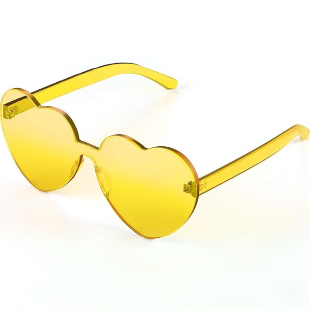 Trendy Heart Frameless Sunglasses in Transparent Look - HeartBlitz