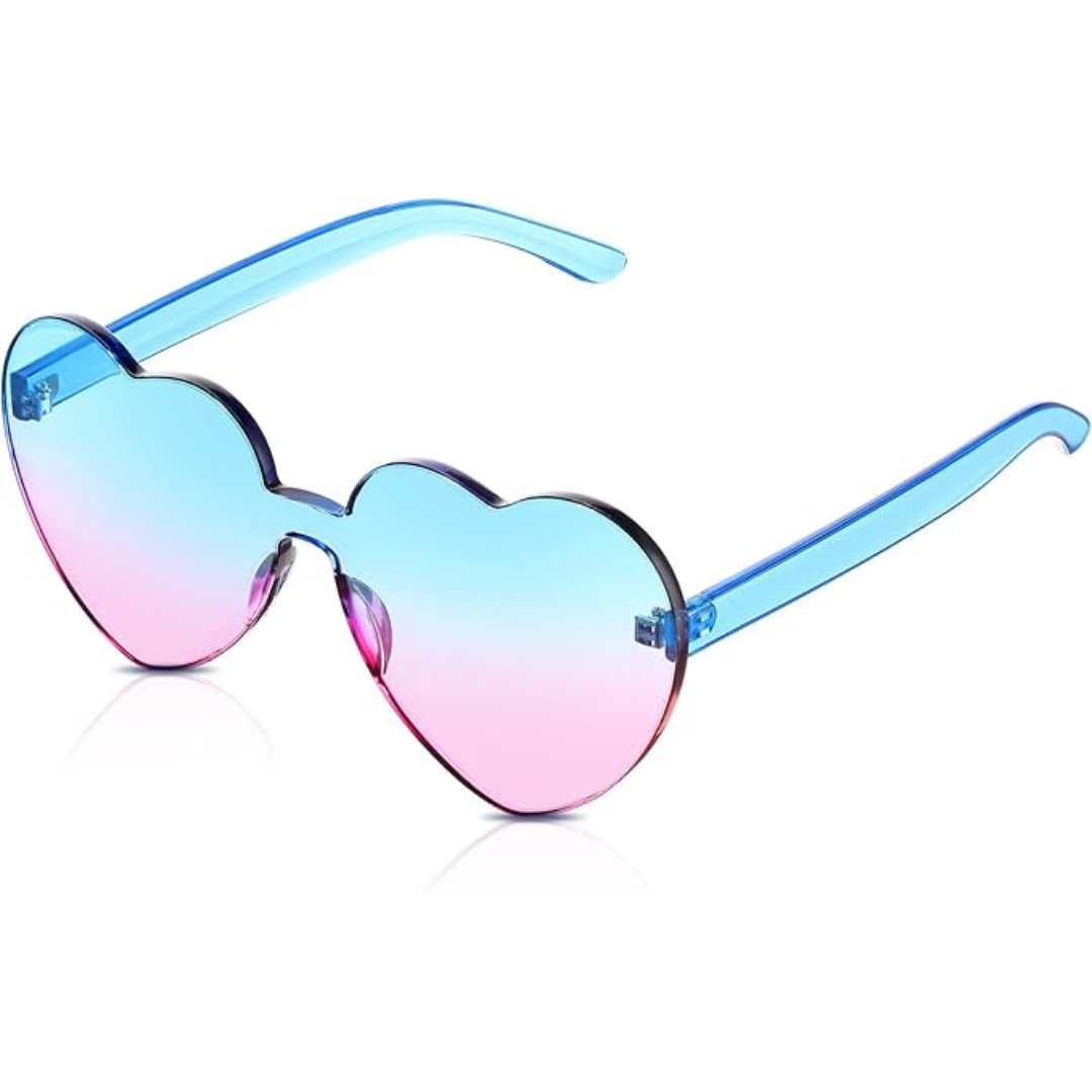 Trendy Heart Frameless Sunglasses in Transparent Look - HeartBlitz