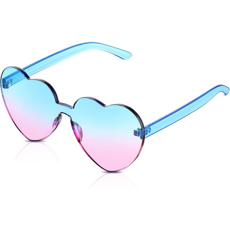 Trendy Heart Frameless Sunglasses in Transparent Look - HeartBlitz