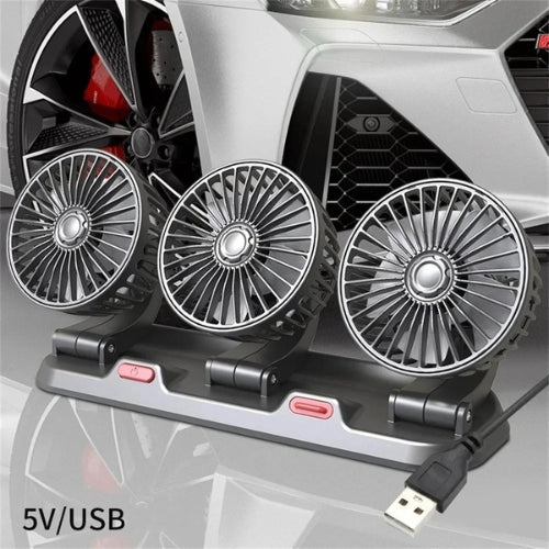 360° verstellbarer 3-Kopf-Autolüfter USB/12V/24V – AirFlow