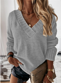 Casual V-Neck Knit Sweater - Layla