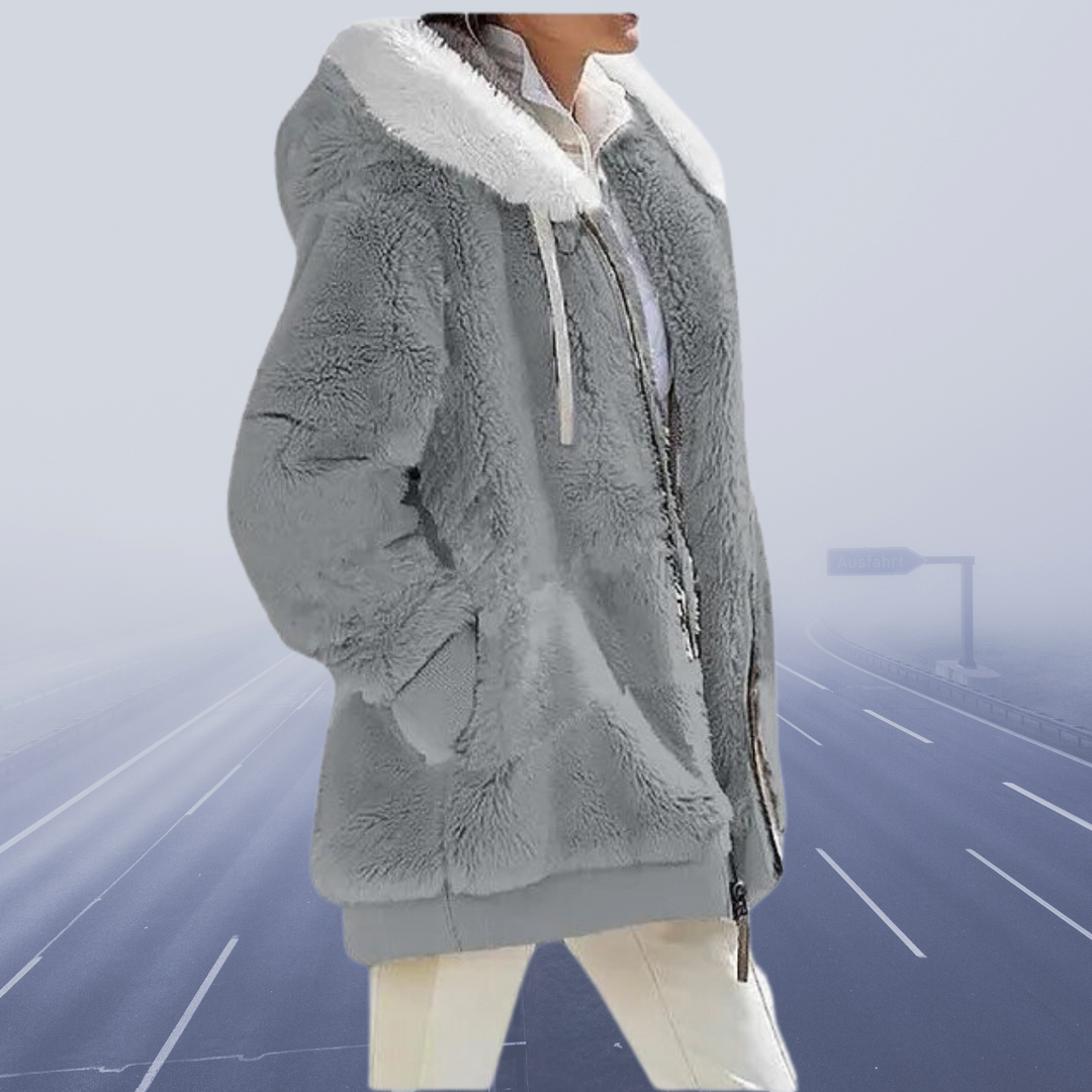 Casual Fleece Vest with Hood - Elena