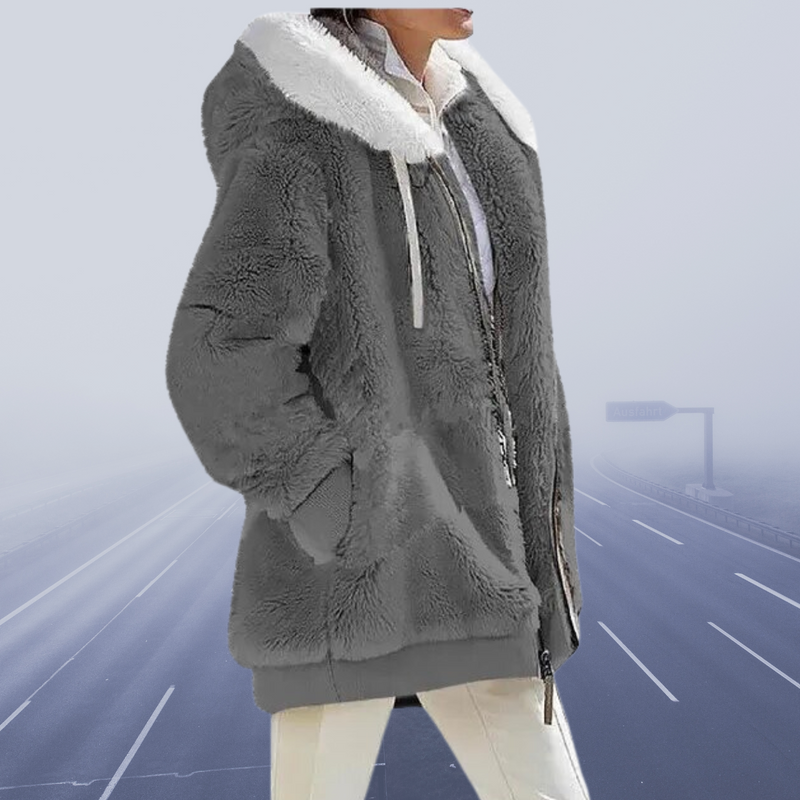 Casual Fleece Vest with Hood - Elena