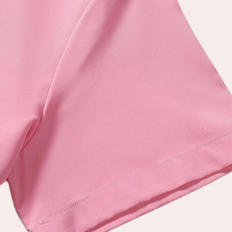 Rosa T-Shirt aus Baumwolle, kurzärmelig, weicher Stoff, modisches Design, Damenbekleidung.