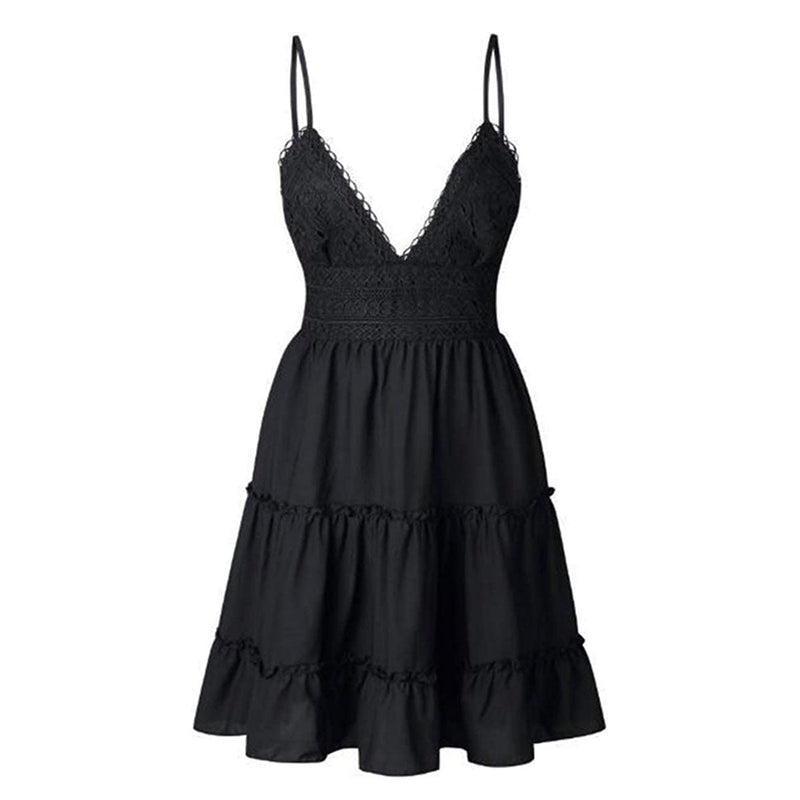 Airy & stylish mini slip dress with V-neck – Melina