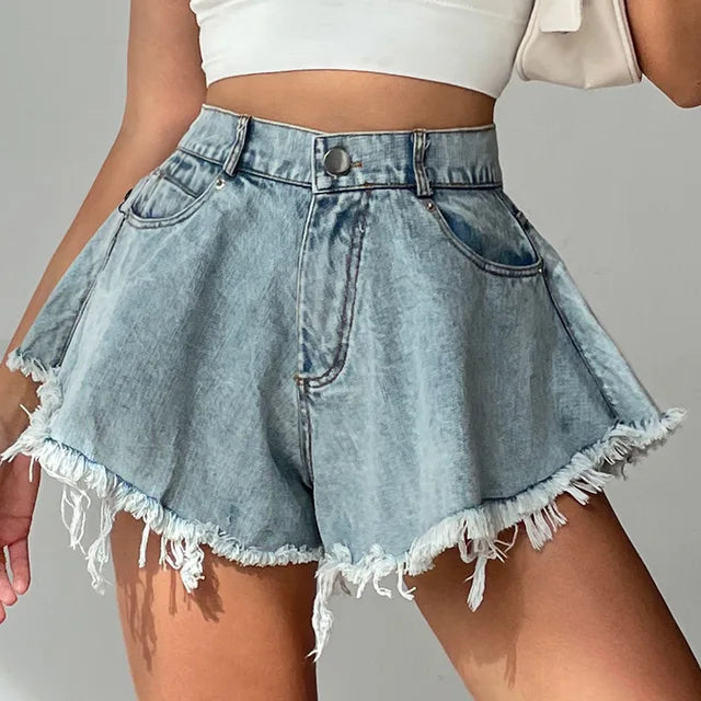 Summer denim shorts with wide leg – Nina