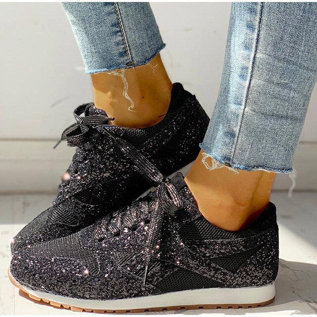 Trendy damesneakers med glitter - Miranda