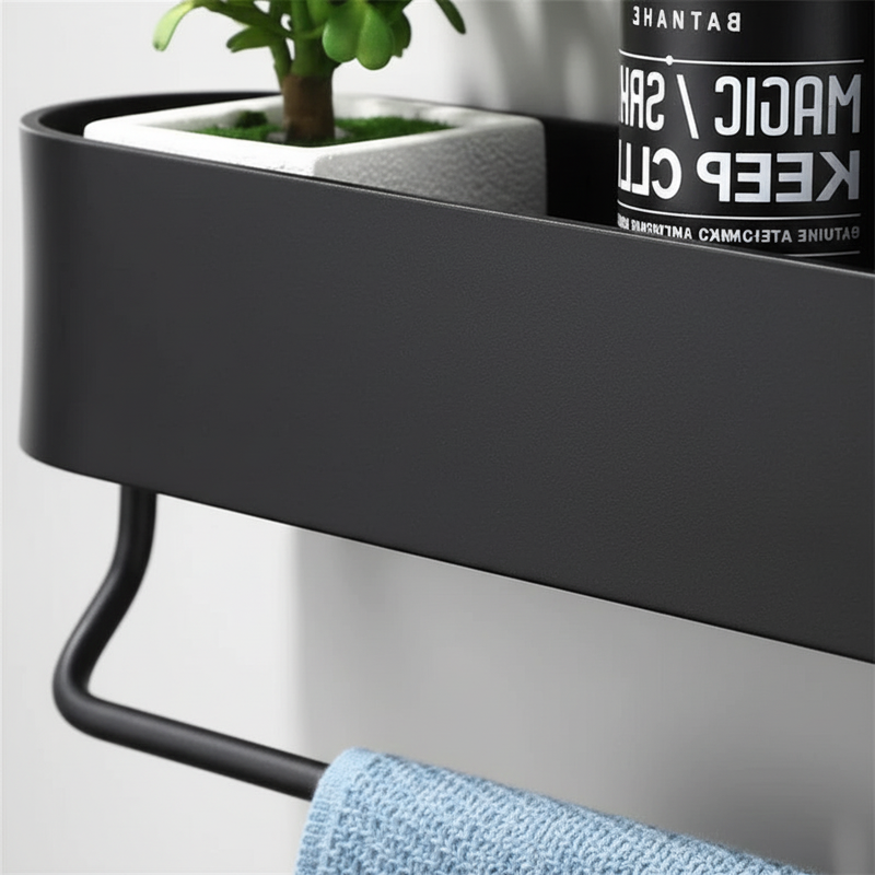 Wandmontiertes Metallregal Schwarz - BathEdge