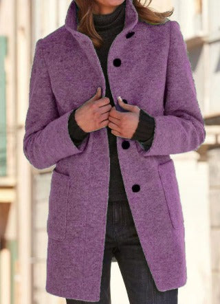 Wool coat with button closure for women - Eva