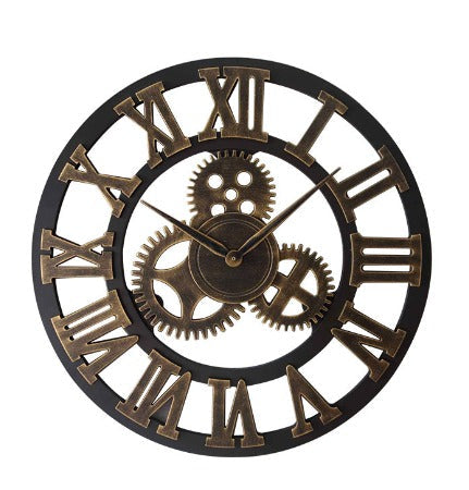 Retro industrial wooden wall clock – Ironwood