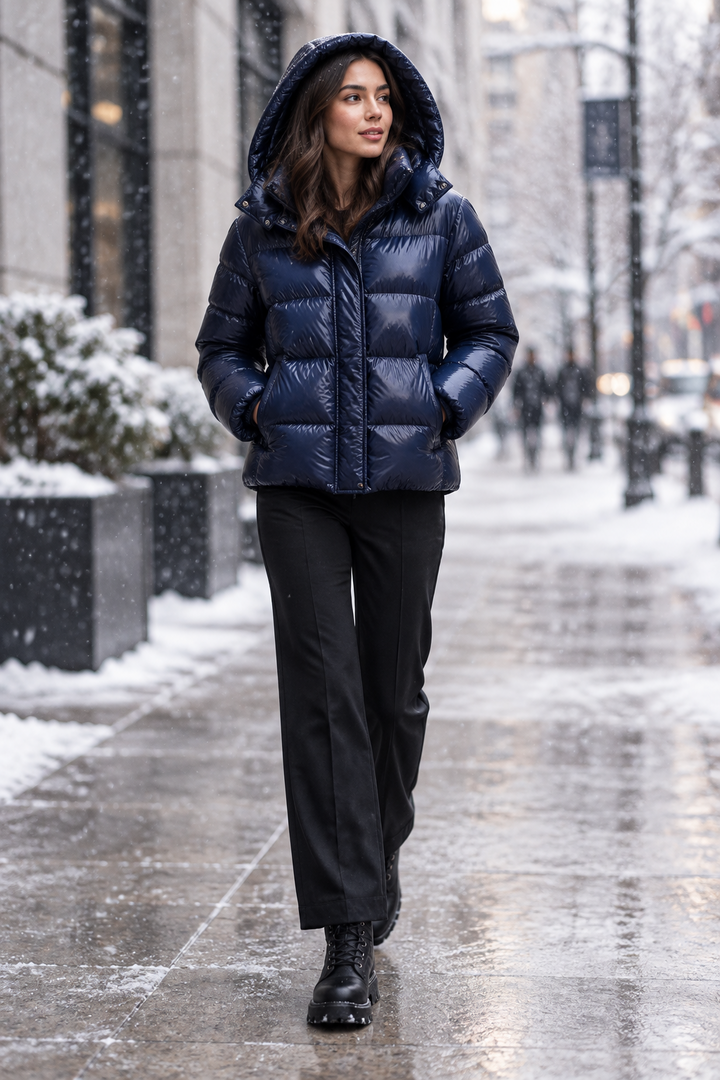 Damen-Winterjacke mit fester Kapuze