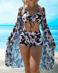 Conjunto de bikini de tres piezas con cintura alta y cover-up – Marisse