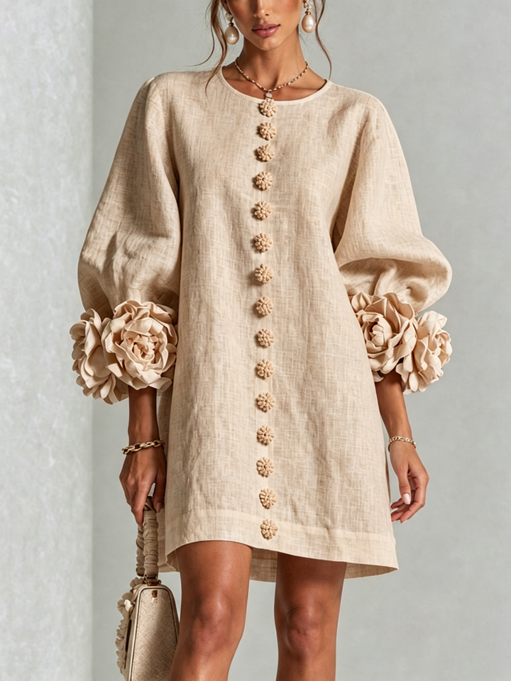 Boryana Colorful Mini Dress with Statement Ruffled Cuffs 23