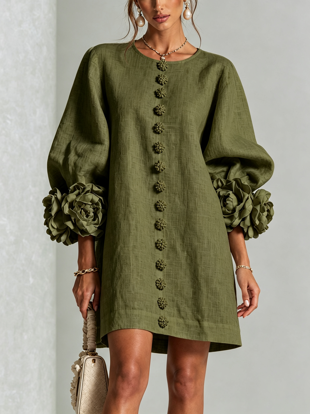 Boryana Colorful Mini Dress with Statement Ruffled Cuffs 7