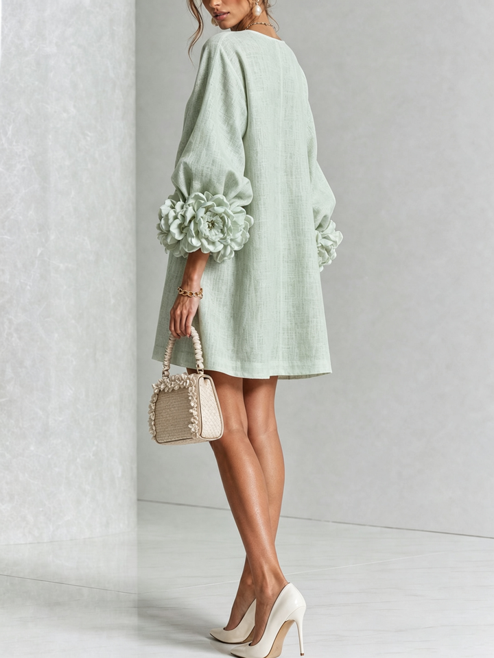 Boryana Colorful Mini Dress with Statement Ruffled Cuffs 33