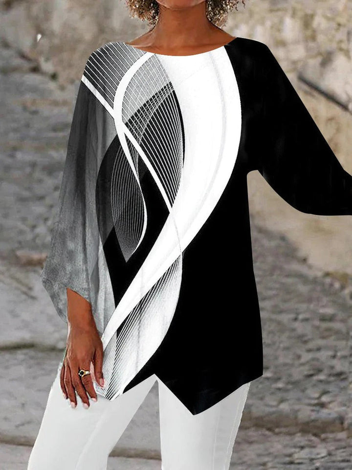Stylish Geometric Long-Sleeve Tunic - Aurora