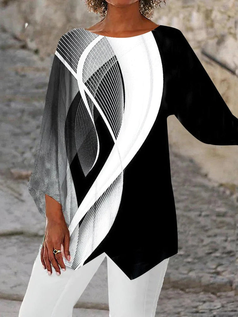 Stylish Geometric Long-Sleeve Tunic - Aurora